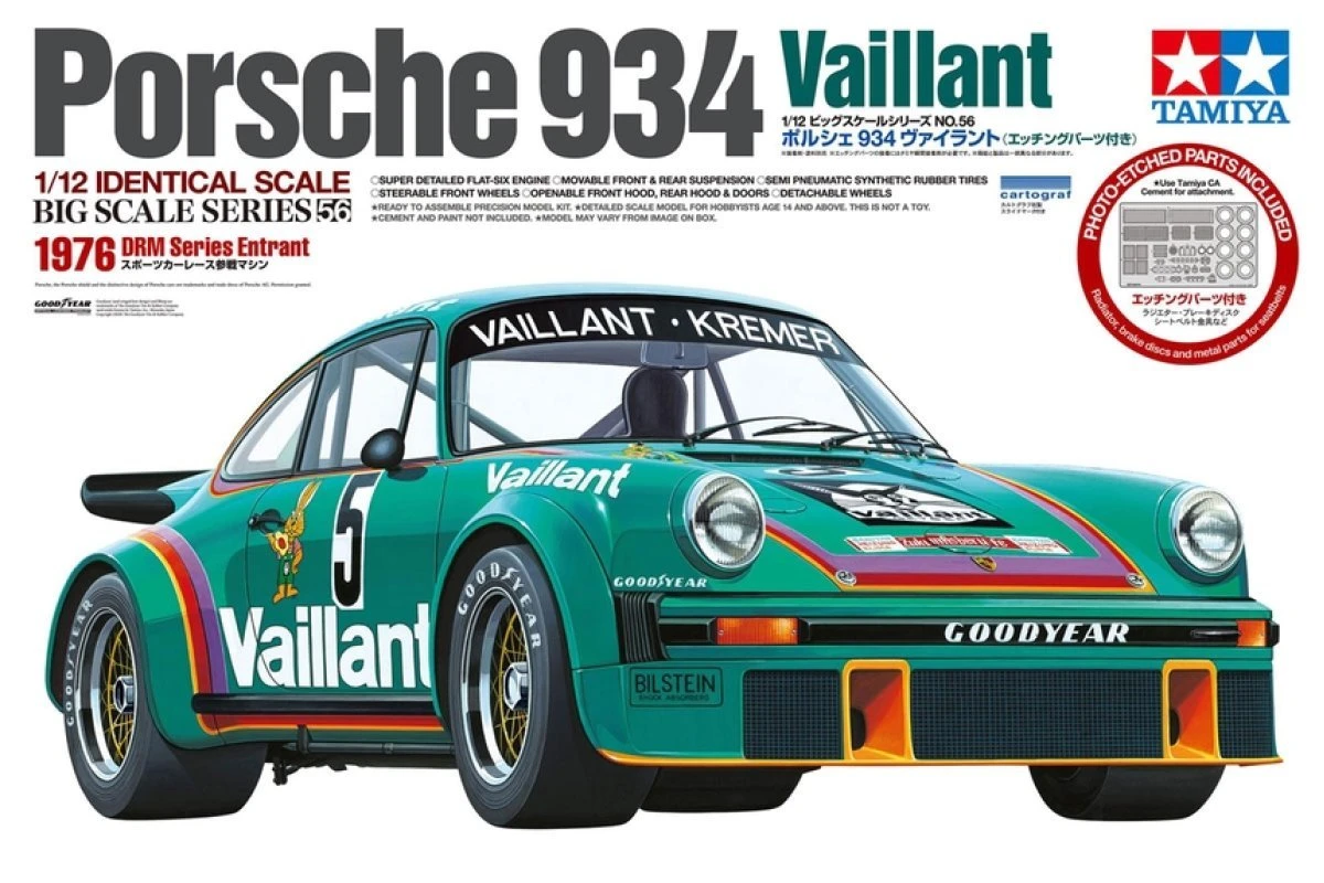 12056 | Tamiya 1/12 Porsche 934 Valiant Plastic Model Kit W/ Photo Etched Parts 3 12056 | Tamiya 1/12 Porsche 934 Valiant Plastic Model Kit W/ Photo Etched Parts