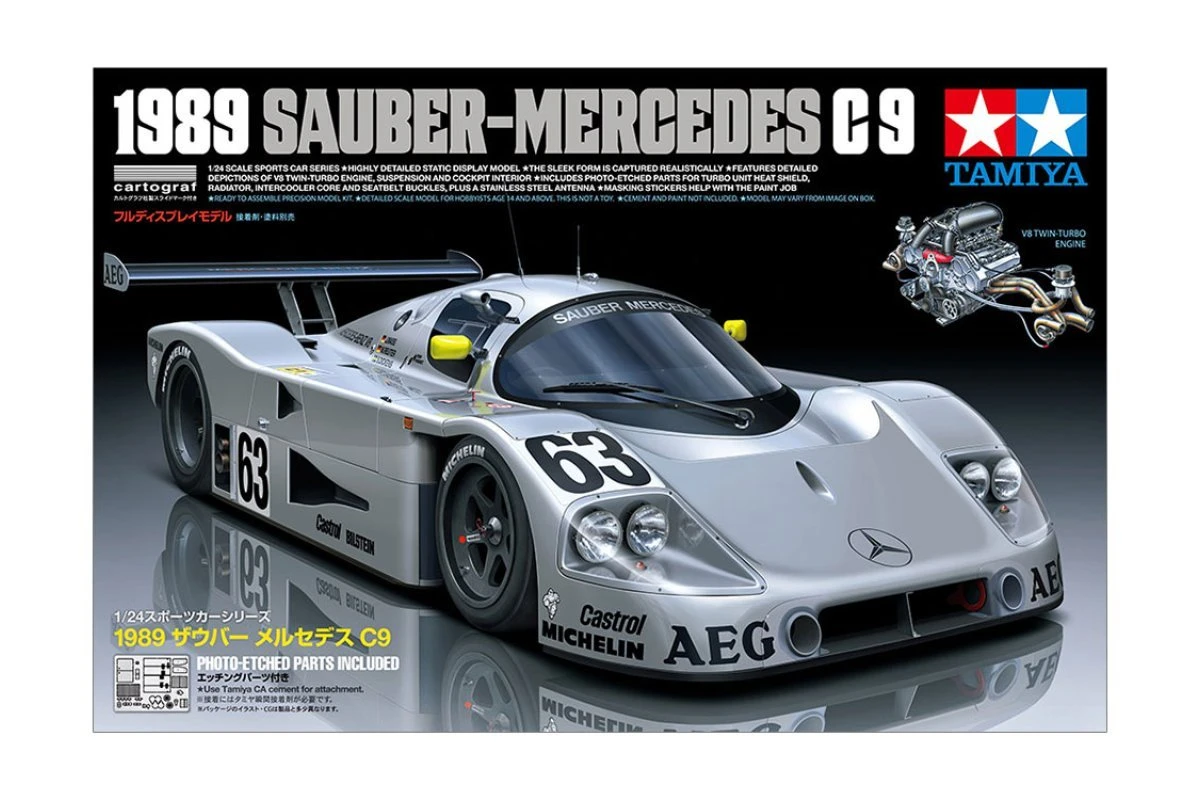 24359 | Tamiya 1/24 1989 Sauber-Mercedes C9 Scaled Plastic Model Kit 3 24359 | Tamiya 1/24 1989 Sauber-Mercedes C9 Scaled Plastic Model Kit