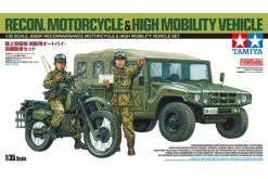 25188 | Tamiya 1/35 Japanese JGSDF Reconnaissance Motorcycle & High Mobility Vehicle Scaled Plastic Model Kit