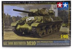 32519 | Tamiya 1/48 U.S. M10 Tank Destroyer Mid Production Tank Scaled Plastic Model Kit