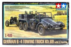 32580 | Tamiya 1/48 German 6x4 1 Ton (kfz.69) Towing Truck W/ 3.7cm Pak Scaled Plastic Model Kit