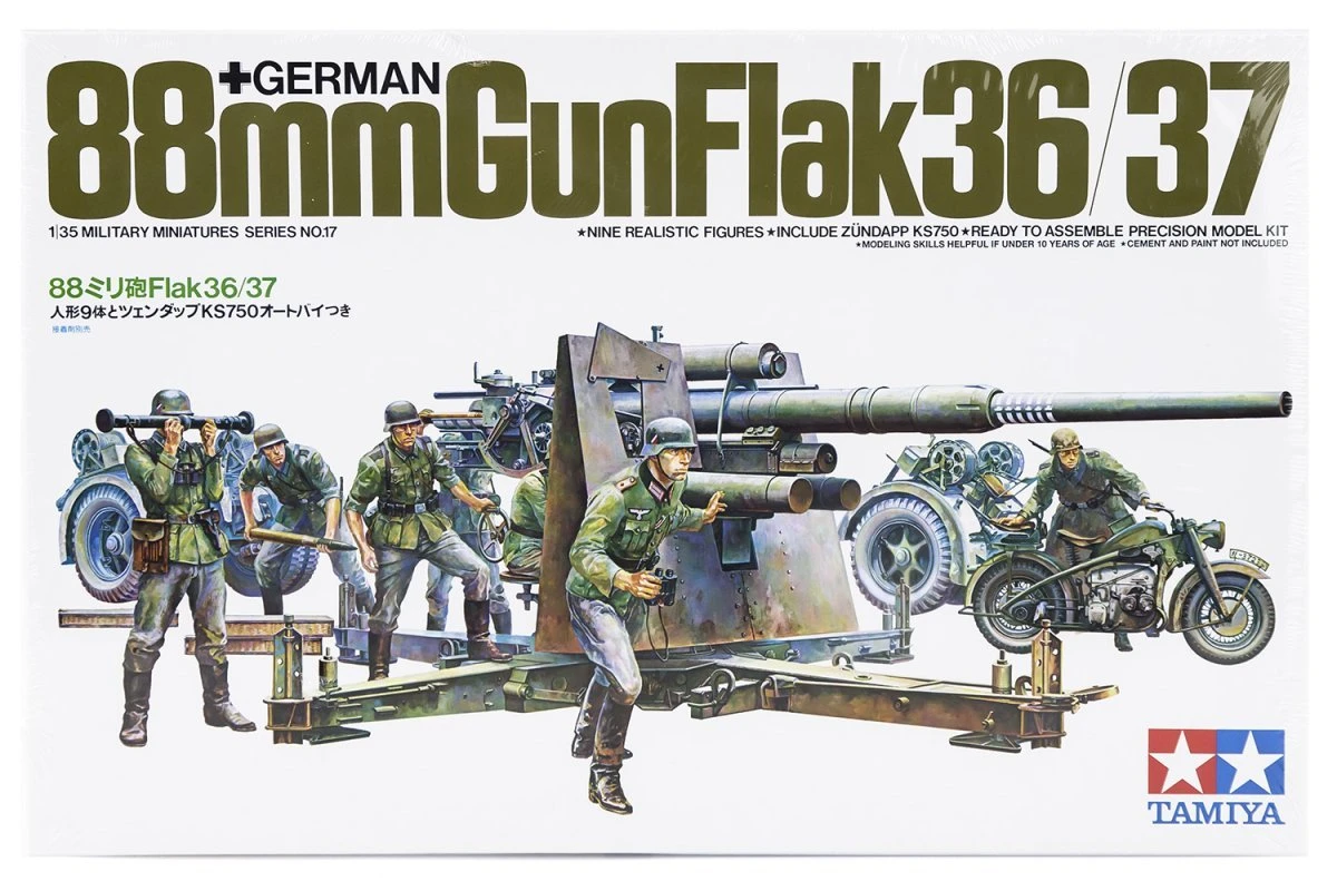 35017 | Tamiya 1/35 German 88mm Flak36/37 Scaled Plastic Model Kit 3 35017 | Tamiya 1/35 German 88mm Flak36/37 Scaled Plastic Model Kit