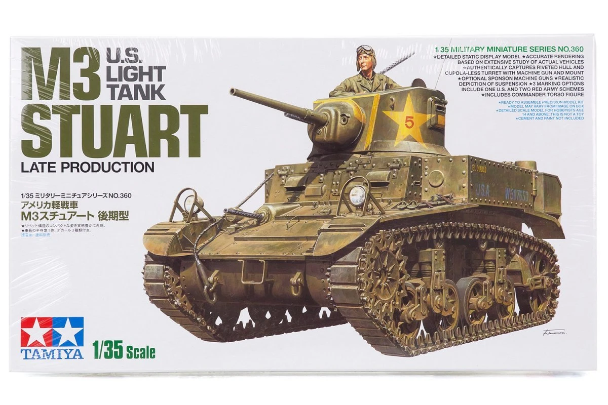 35360 | Tamiya 1/35 U.S. M3 Stuart Late Production Tank Scaled Plastic Model Kit 3 35360 | Tamiya 1/35 U.S. M3 Stuart Late Production Tank Scaled Plastic Model Kit