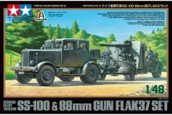37027 | Tamiya 1/48 German SS-100 Heavy Truck W/ 88mm Flak 37 Gun Scaled Plastic Model Kit
