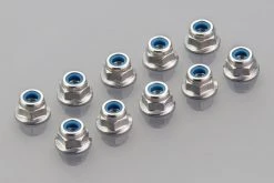 53024 | Tamiya 4mm Silver Flanged Nyloc Nuts 10Pcs