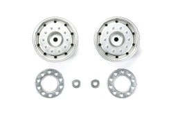 56519 | Tamiya 1/14 1.7" Truck Metal Plated Matte Silver Rims 2Pcs