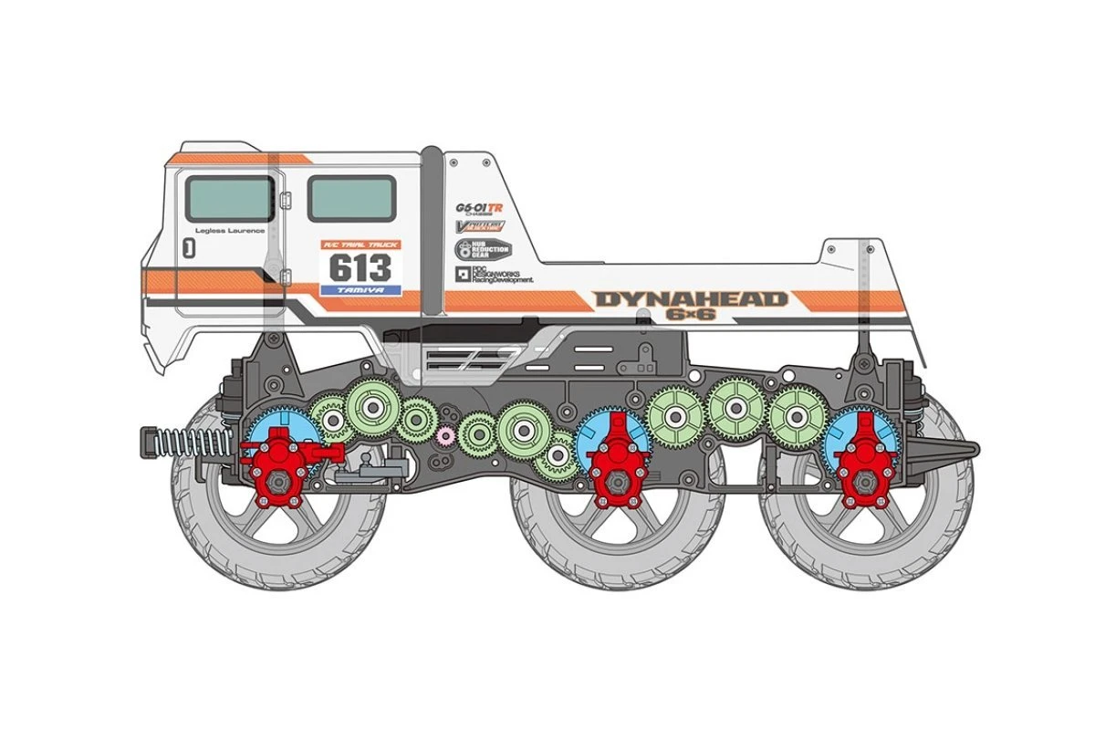 58660 | Tamiya 1/18 G6-01Tr Dynahead 6x6 Electric Off Road RC Truck 9 58660 | Tamiya 1/18 G6-01Tr Dynahead 6x6 Electric Off Road RC Truck - Image 7