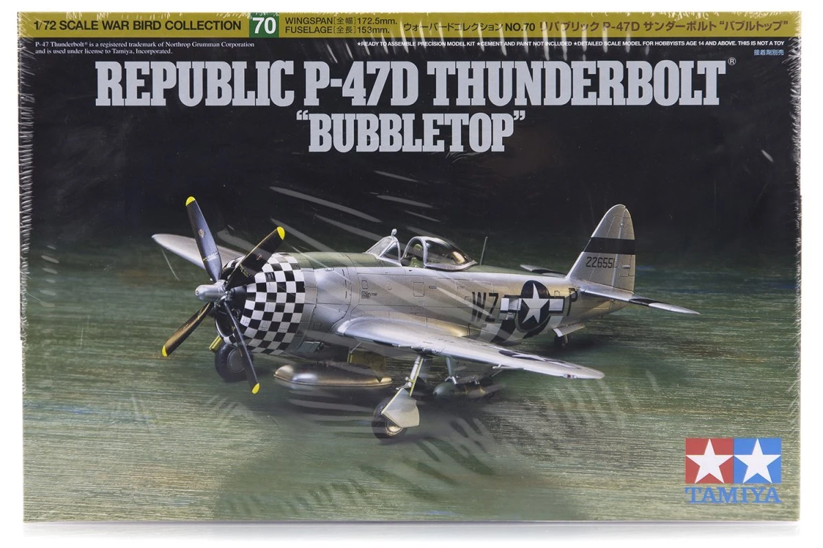 60770 | Tamiya 1/72 Republic P-47D Bubbletop Thunderbolt Fighter Scaled Plastic Model Kit 3 60770 | Tamiya 1/72 Republic P-47D Bubbletop Thunderbolt Fighter Scaled Plastic Model Kit
