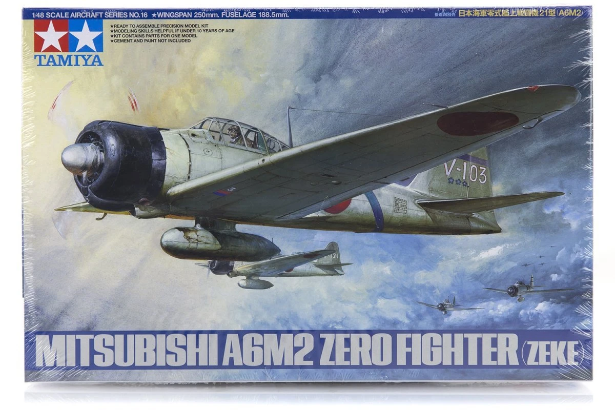 61016 | Tamiya 1/48 Mitsubishi A6M2 Zero Zeke Fighter Scaled Plastic Model Kit 3 61016 | Tamiya 1/48 Mitsubishi A6M2 Zero Zeke Fighter Scaled Plastic Model Kit