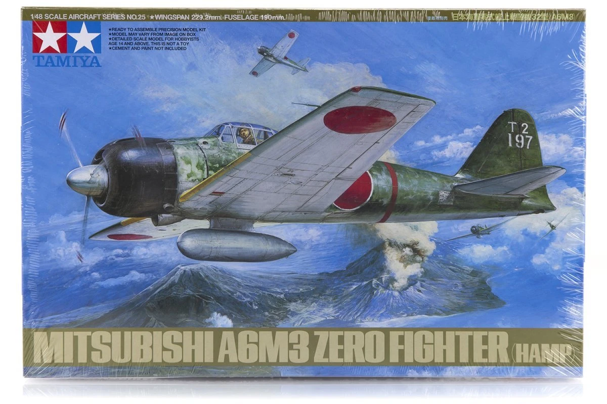 61025 | Tamiya 1/48 Mitsubishi A6M3 Hamp Zero Fighter Scaled Plastic Model Kit 3 61025 | Tamiya 1/48 Mitsubishi A6M3 Hamp Zero Fighter Scaled Plastic Model Kit