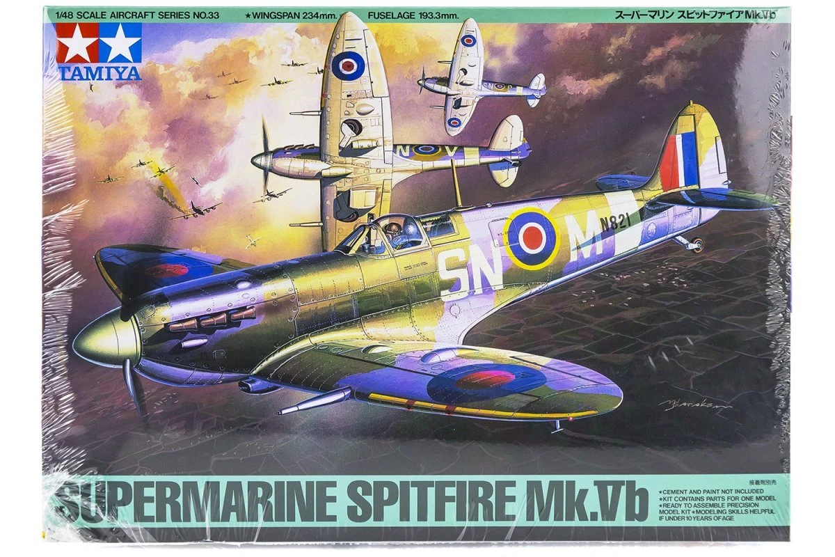 61033 | Tamiya 1/48 Supermarine Spitfire Mk.Vb Fighter Scaled Plastic Model Kit 3 61033 | Tamiya 1/48 Supermarine Spitfire Mk.Vb Fighter Scaled Plastic Model Kit