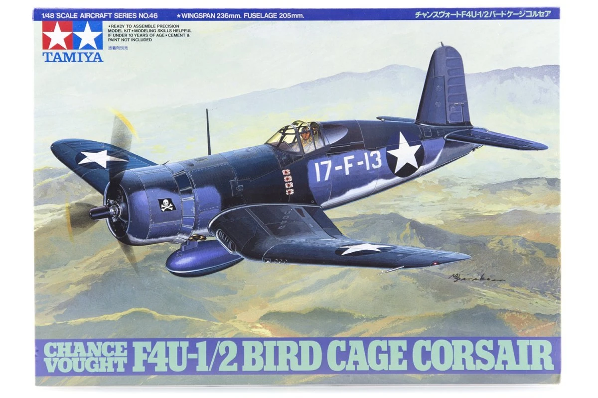 61046 | Tamiya 1/48 Chance Vought F4U-1/2 Bird Cage Corsair Fighter Scaled Plastic Model Kit 3 61046 | Tamiya 1/48 Chance Vought F4U-1/2 Bird Cage Corsair Fighter Scaled Plastic Model Kit