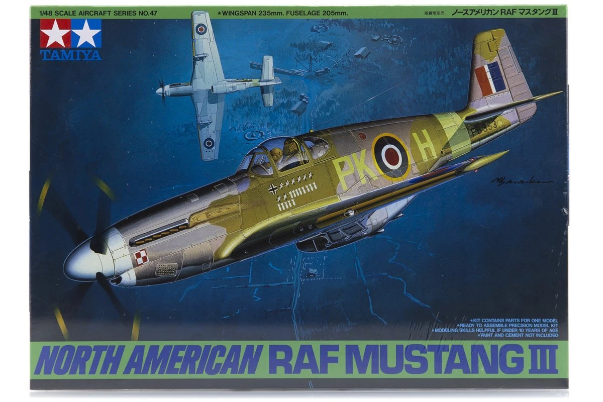 61047 | Tamiya 1/48 North American RAF Mustang III Fighter Scaled Plastic Model Kit 3 61047 | Tamiya 1/48 North American RAF Mustang III Fighter Scaled Plastic Model Kit