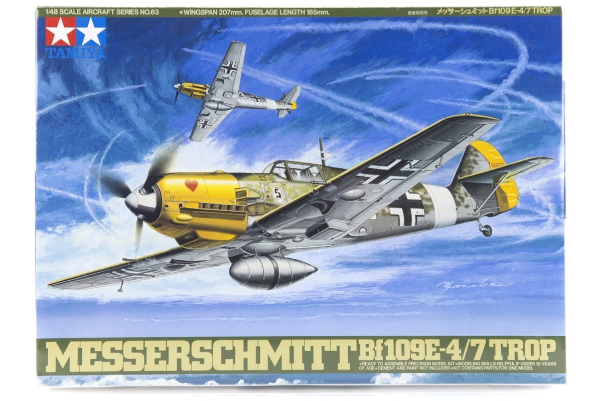61063 | Tamiya 1/48 Messerschmitt Bf109 E-4/7 Trop Fighter Scaled Plastic Model Kit 3 61063 | Tamiya 1/48 Messerschmitt Bf109 E-4/7 Trop Fighter Scaled Plastic Model Kit