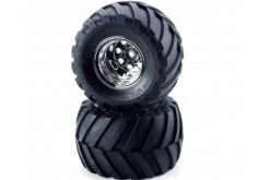 9805619 | Tamiya Wild Willy 2 1.9" Rear V Groove Tyres On Chrome Rims - Wheels 2Pcs